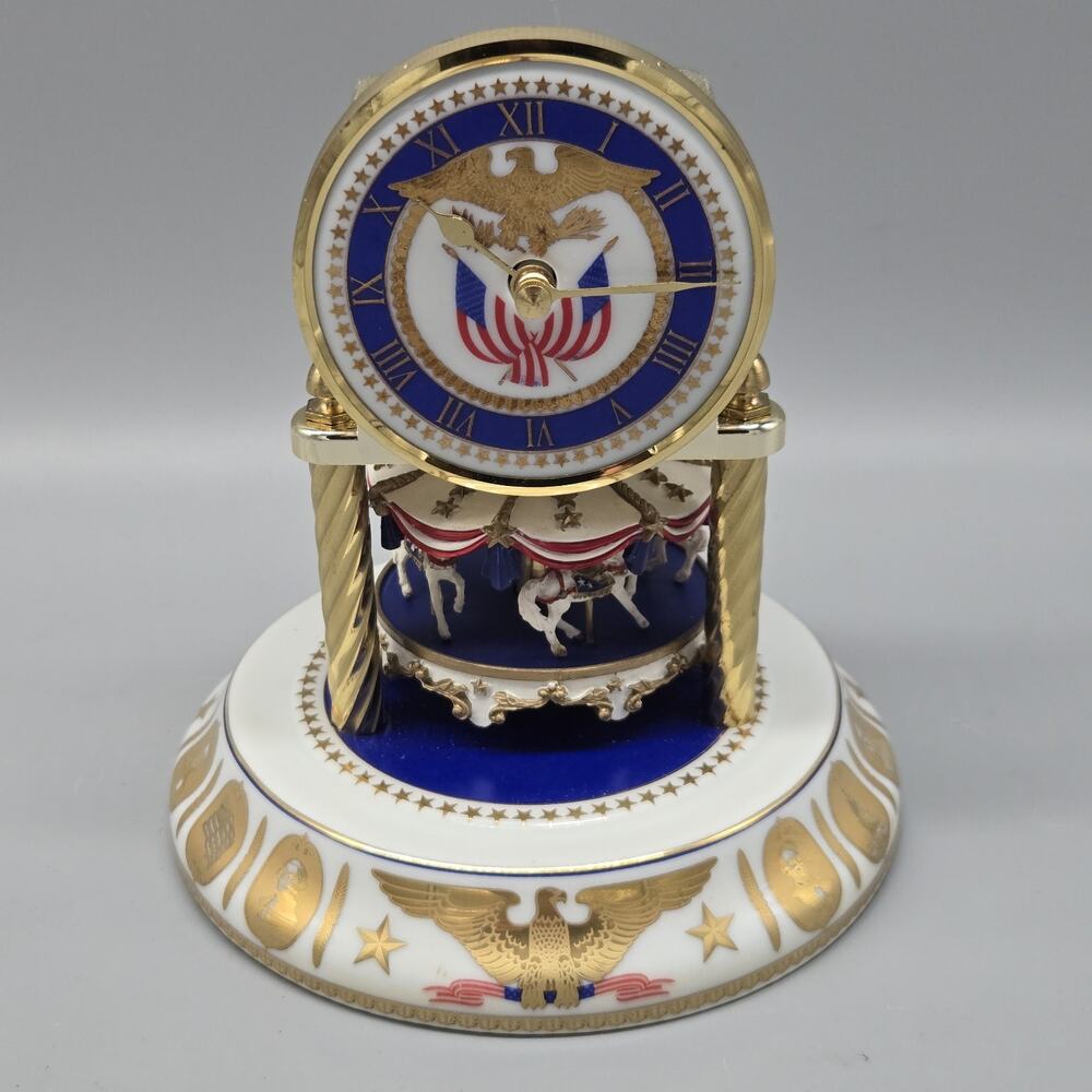 Freundl Americana Porcelain Clock Made In Germany Eagle + Presidents - Picture 2 of 10